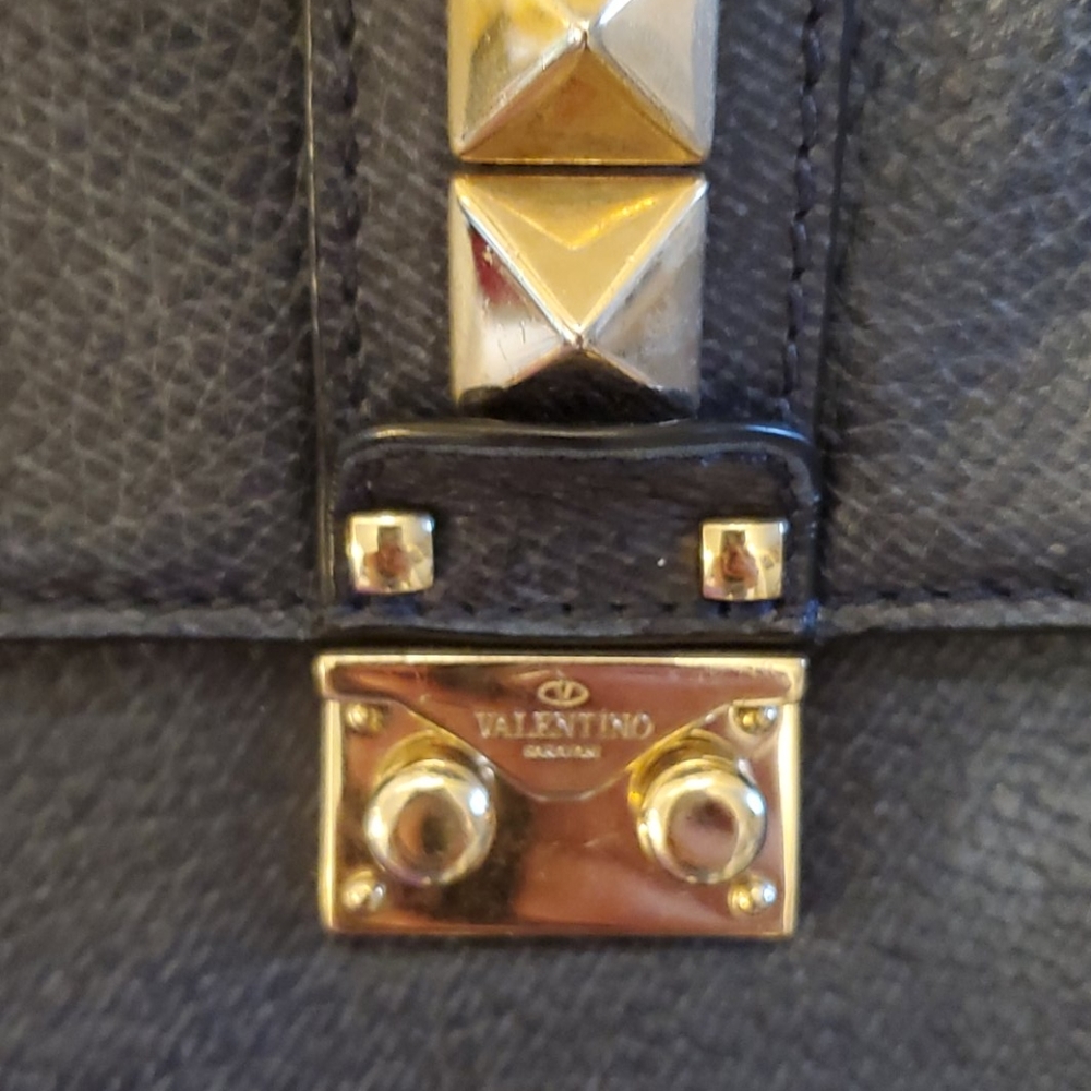Valentino Glamrock pebbled leather Navy bag - Picture 3 of 8